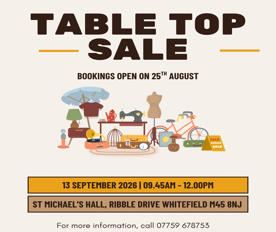 Table top sale at St Michael’s Hall